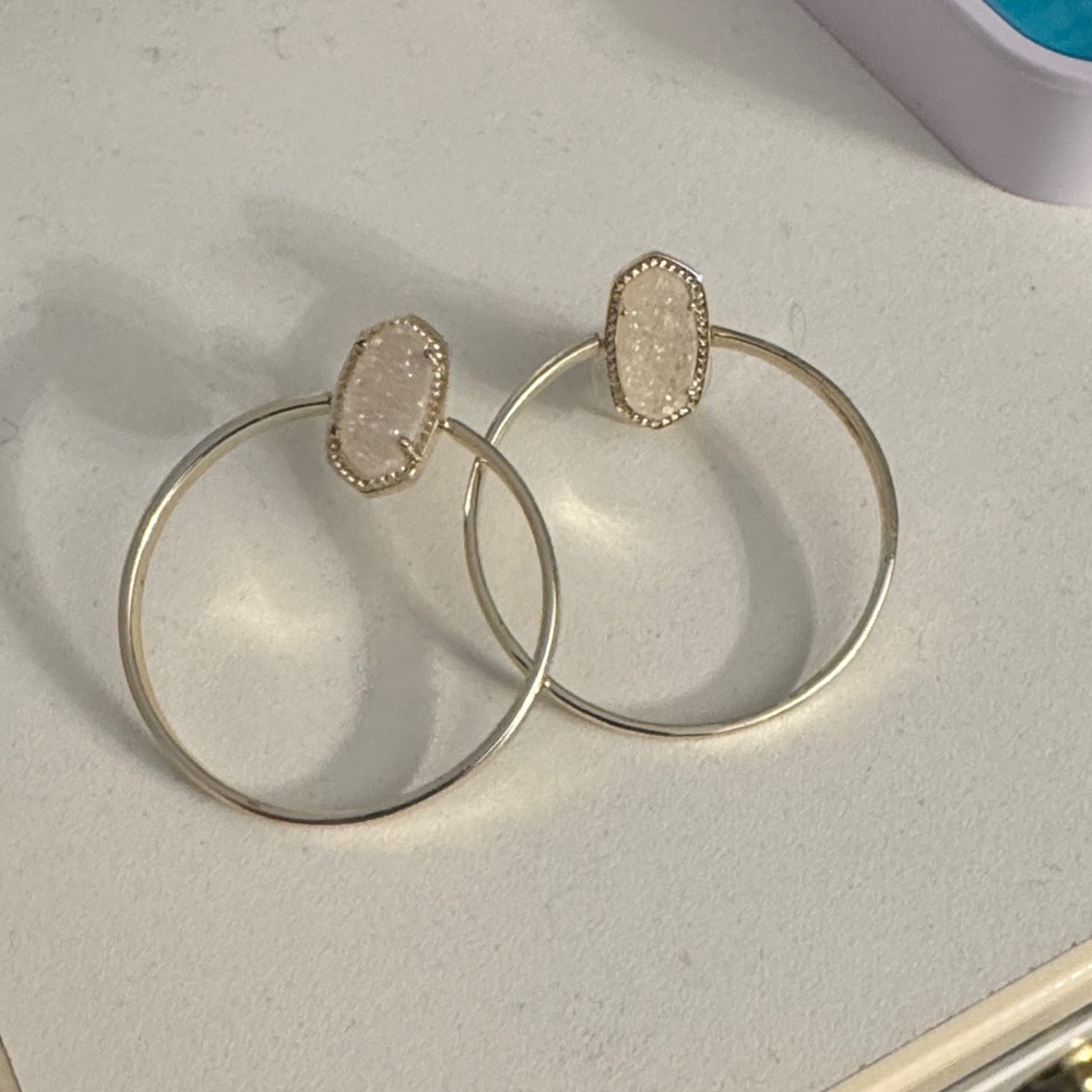 Kendra Scott Gold and Cream Hoop Earrings